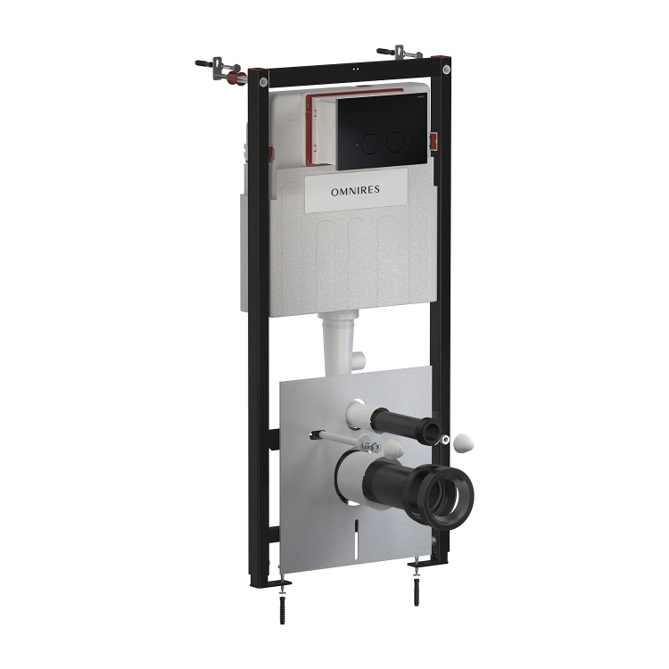 инсталляция Omnires Flush Set ECO, панель смыва STEEL-R45, matt black (STFWCECO1R45-RBLM)