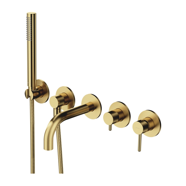 смеситель для ванны Omnires Y на 5 отверстий brushed brass (Y1237-1SBSB)