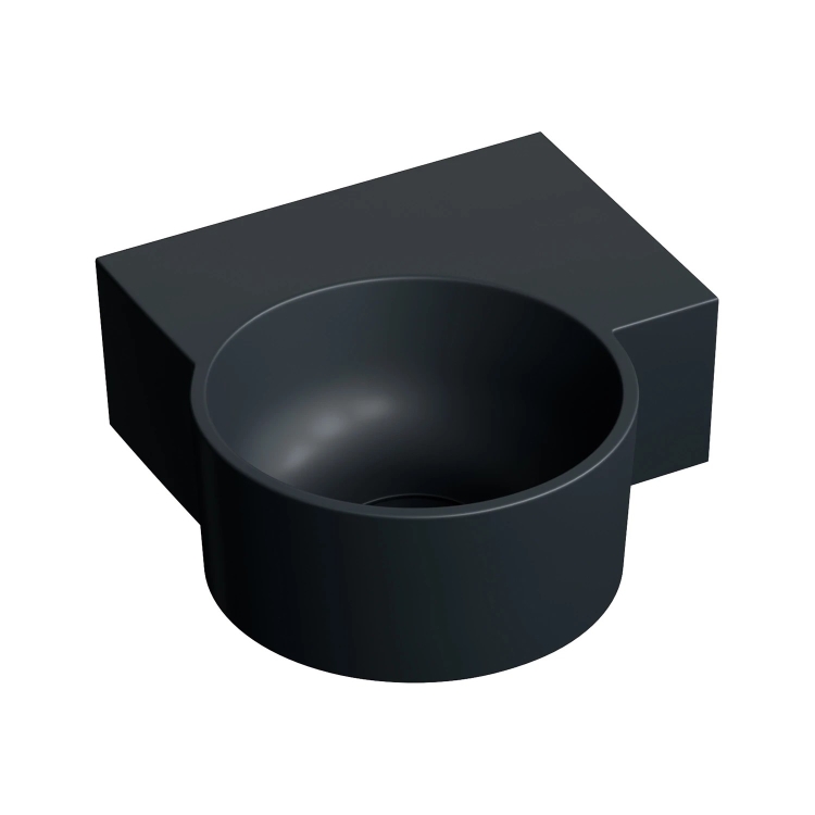 умывальник Omnires Ovo M+ 34,5х33,5 угловой, правый, matt black lava  (OVO335UWPBLV)