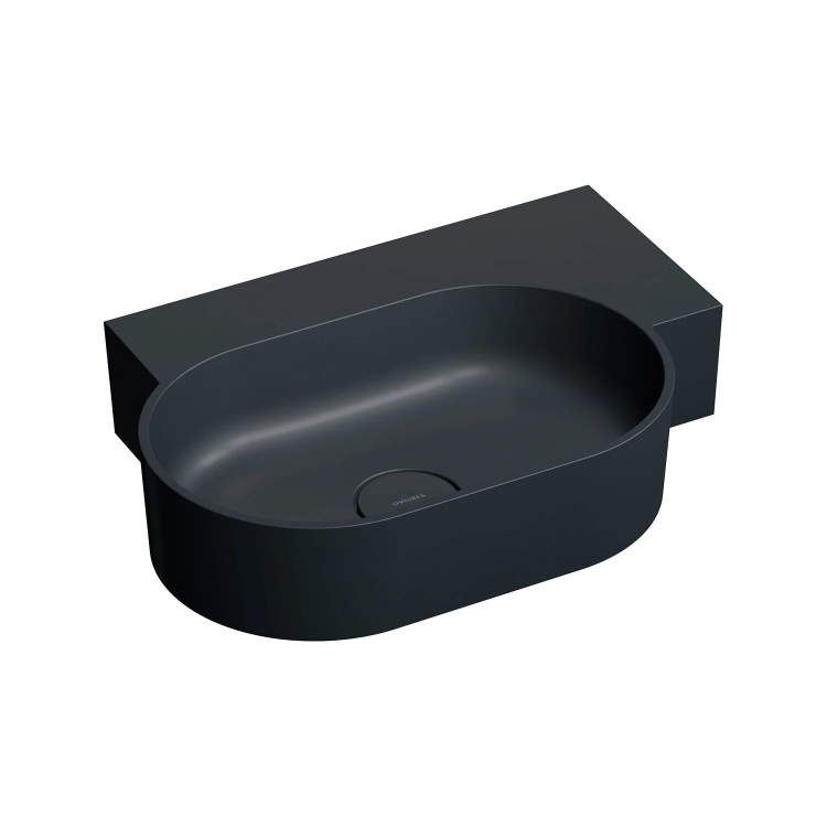 умывальник Omnires Ovo M+ 55,5x38,5 угловой, правый, matt black lava (OVO555UWPBLV)