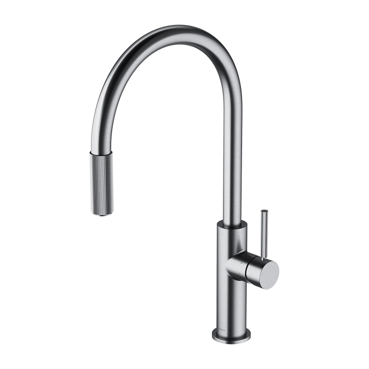 смеситель для кухни Omnires Switch на две воды с выдвижным изливом, brushed nickel (SW9059NI)