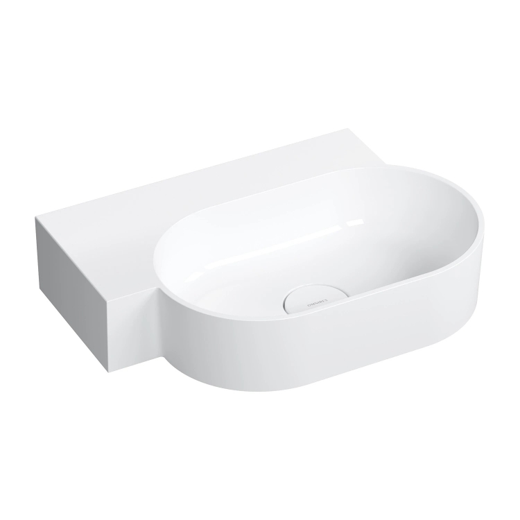 умывальник Omnires Ovo M+ 55,5x38,5 угловой, левый, gloss white (OVO555UWLBP)