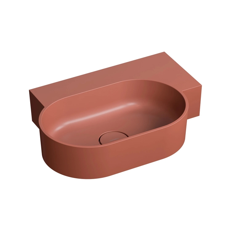 умивальник Omnires Ovo M+ 55,5x38,5 кутовий, правий, matt terracotta (OVO555UWPTE)