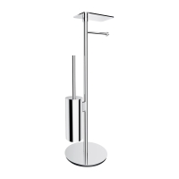 бумагодержатель с полкой и щеткой Omnires Modern Project отдельностоящий, polished chrome (MP60820CR)