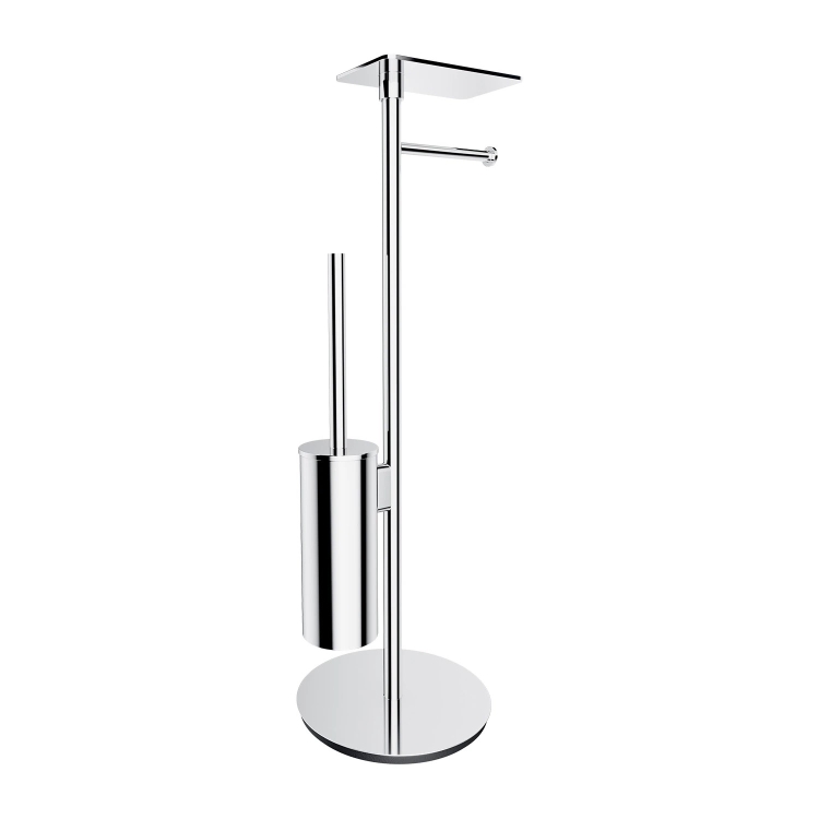 бумагодержатель с полкой и щеткой Omnires Modern Project отдельностоящий, polished chrome (MP60820CR)