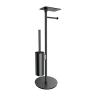 бумагодержатель с полкой и щеткой Omnires Modern Project отдельностоящий, brushed graphite (MP60820GR)