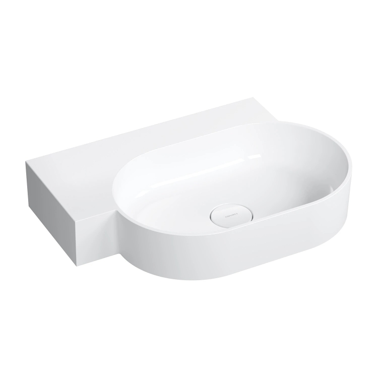 умывальник Omnires Ovo M+ 64,5х44,5 угловой, левый, gloss white (OVO645UWLBP)